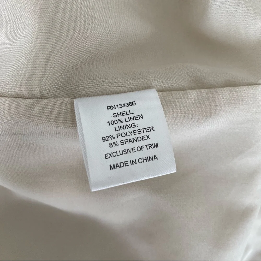 SIGRID OLSEN Signature Women's SZ 8 Linen Beige Embroidered Sheath Dress Career - Picture 4 of 7